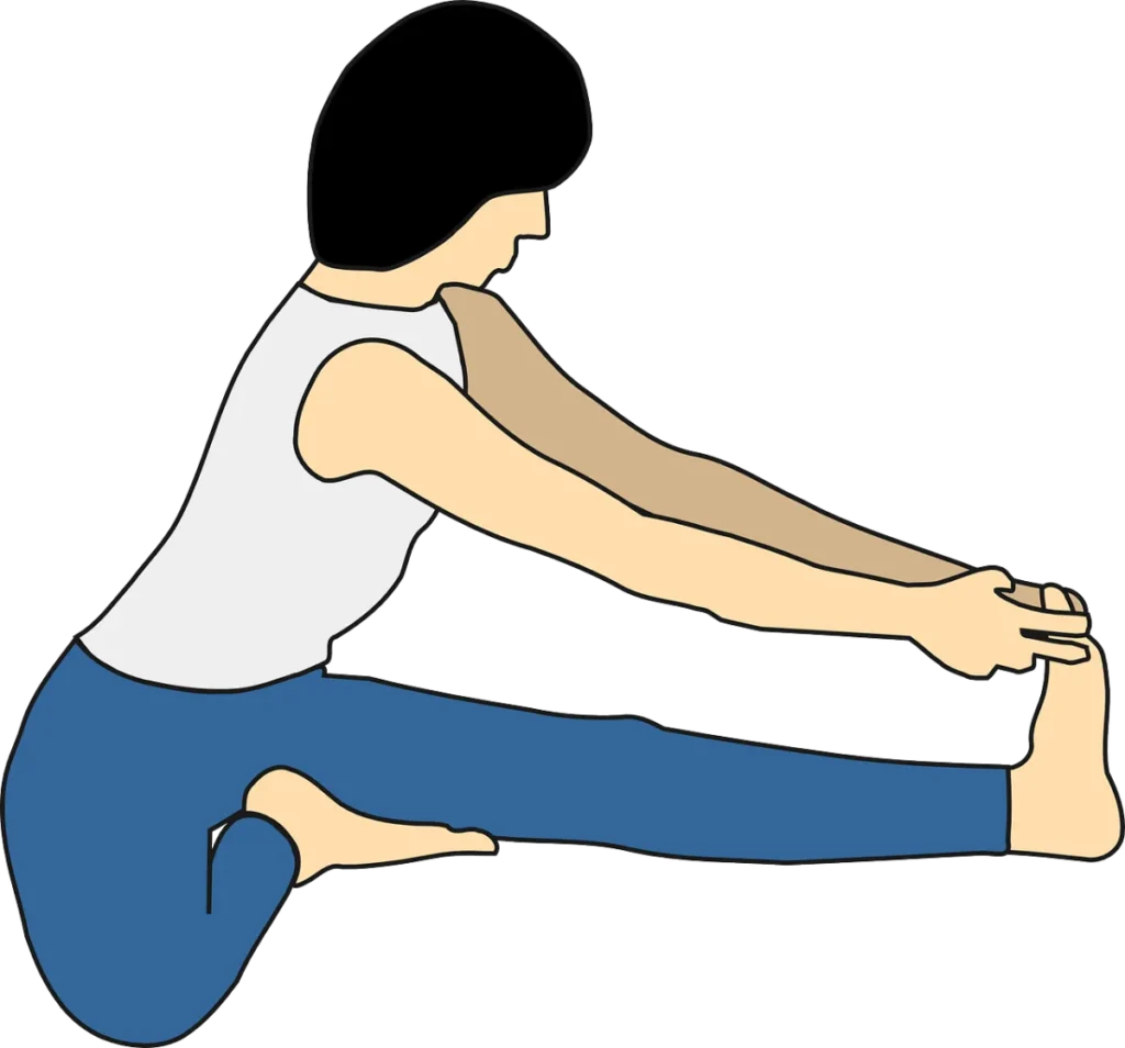 Illustration of a seated stretch for the calf and the bottom of the foot